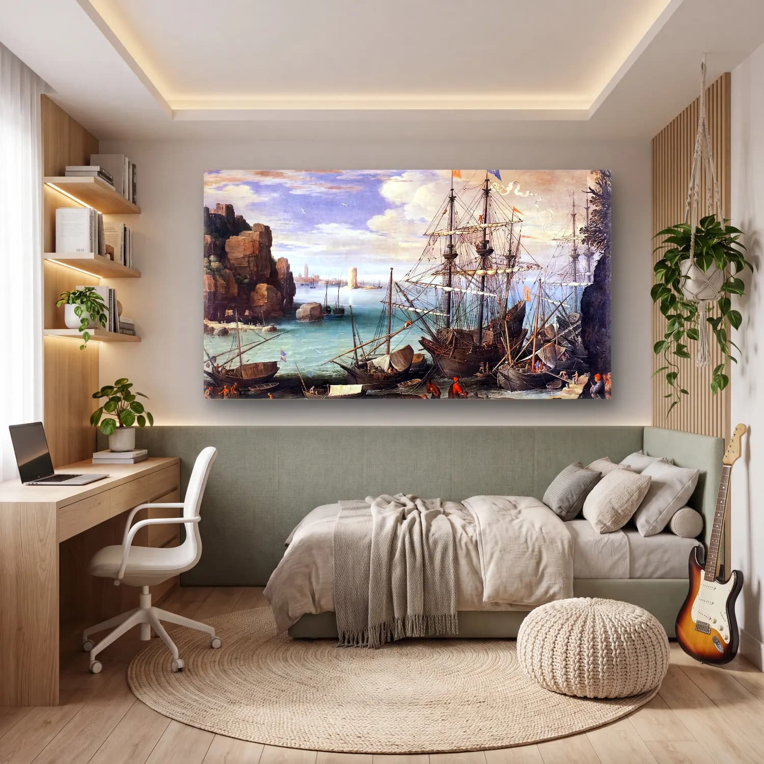 Paul Bril – View of a Port cam tablo — genç odasında