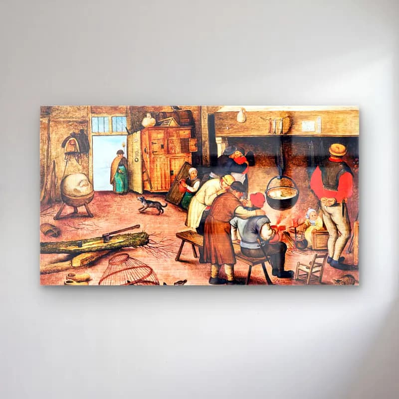 Pieter Brueghel the Younger – Peasants Warming Themselves beside a Hearth cam tablo — Pieter Brueghel the Younger – Peasants Warming Themselves beside a Hearth — vintage dini sahne