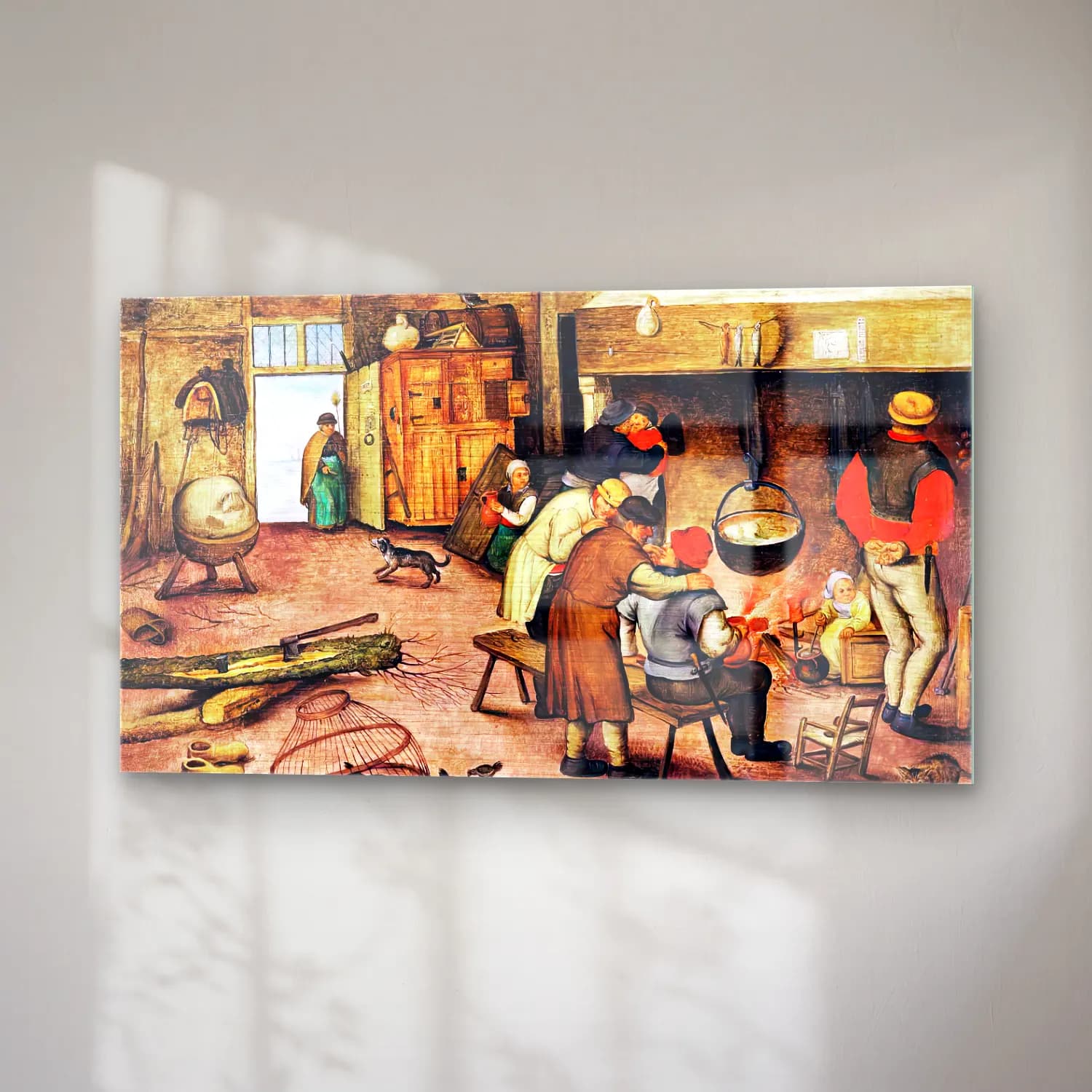 Pieter Brueghel the Younger – Peasants Warming Themselves beside a Hearth cam tablo — sağ açıdan görünüm