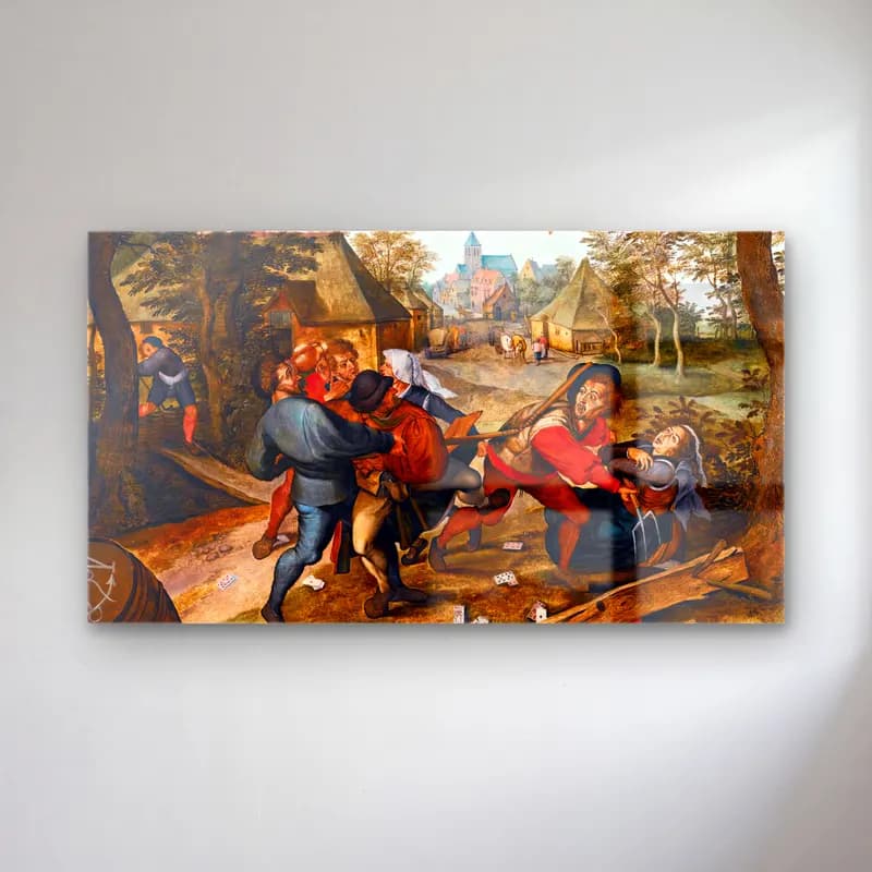 Pieter Brueghel the Younger – The Peasants Brawl cam tablo — Pieter Brueghel the Younger – The Peasants Brawl — yağlı boya savaş sahnesi