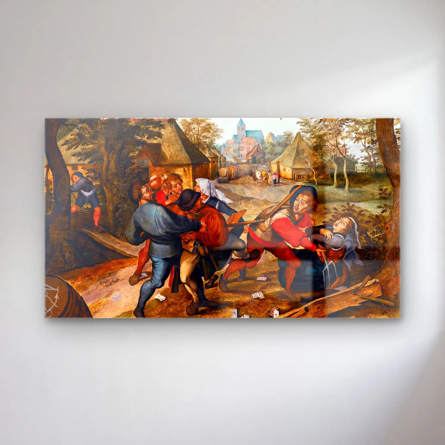Pieter Brueghel the Younger – The Peasants Brawl cam tablo — Pieter Brueghel the Younger – The Peasants Brawl — yağlı boya savaş sahnesi