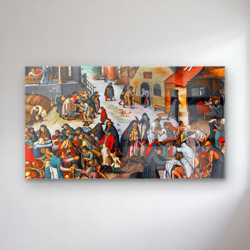 Pieter Brueghel the Younger – The Seven Acts of Mercy cam tablo — Pieter Brueghel the Younger – The Seven Acts of Mercy — vintage dini sahne