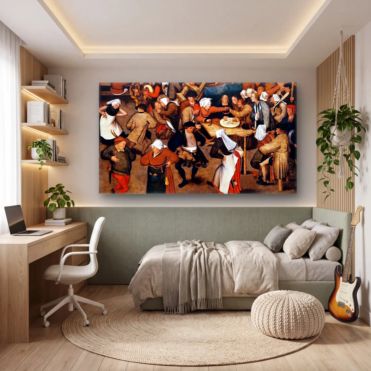 Pieter Brueghel the Younger – The Wedding Dance in a Barn cam tablo — genç odasında