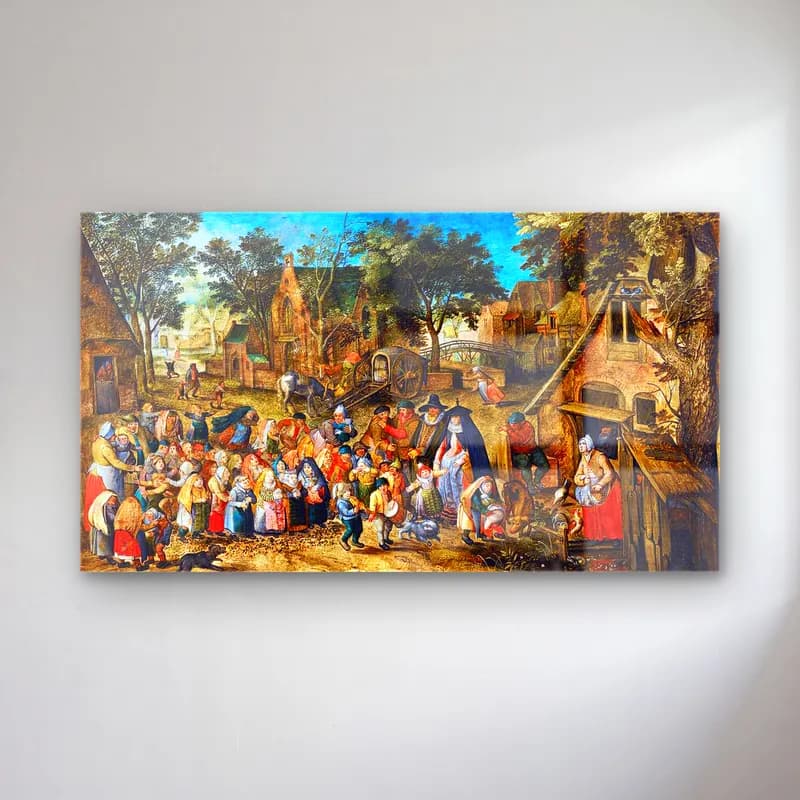 Pieter Brueghel the Younger – The Whitsun Bride cam tablo — Pieter Brueghel the Younger – The Whitsun Bride — yağlı boya köy sokağı