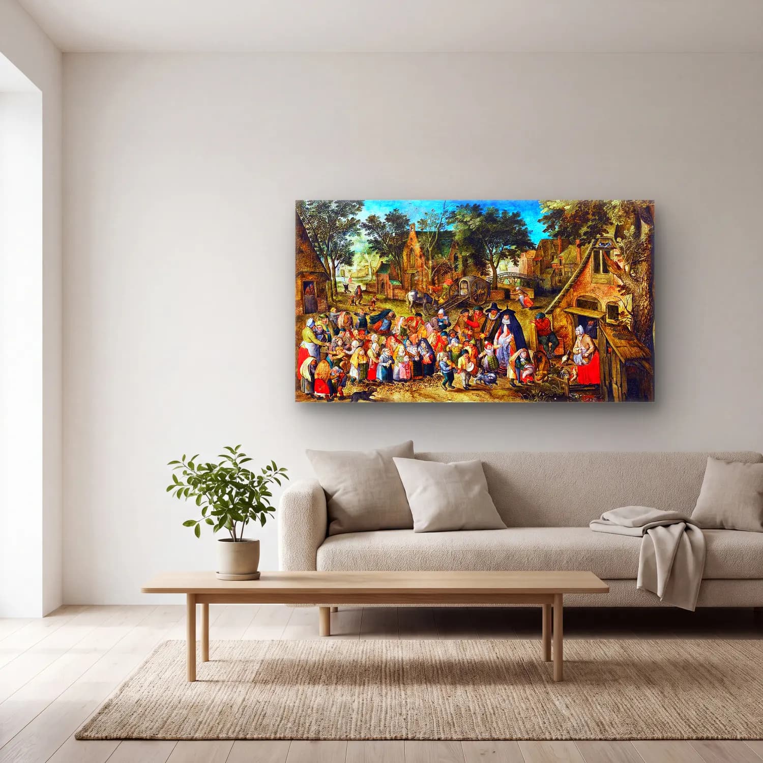 Pieter Brueghel the Younger – The Whitsun Bride cam tablo — açık renk salonda
