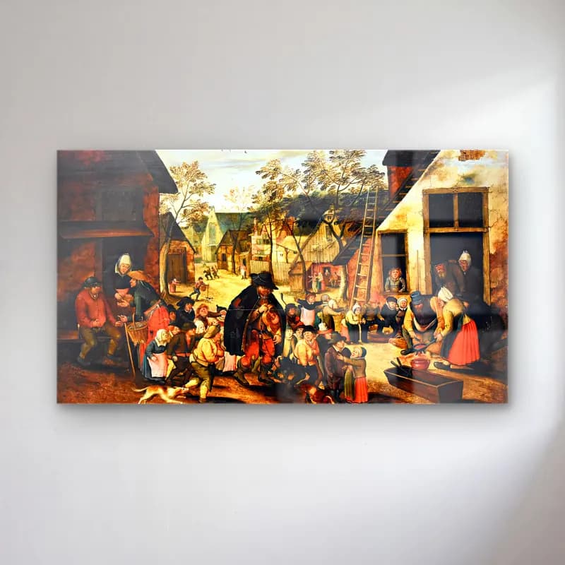 Pieter Brueghel the Younger – The Winchman cam tablo — Pieter Brueghel the Younger – The Winchman — vintage köy sokağı