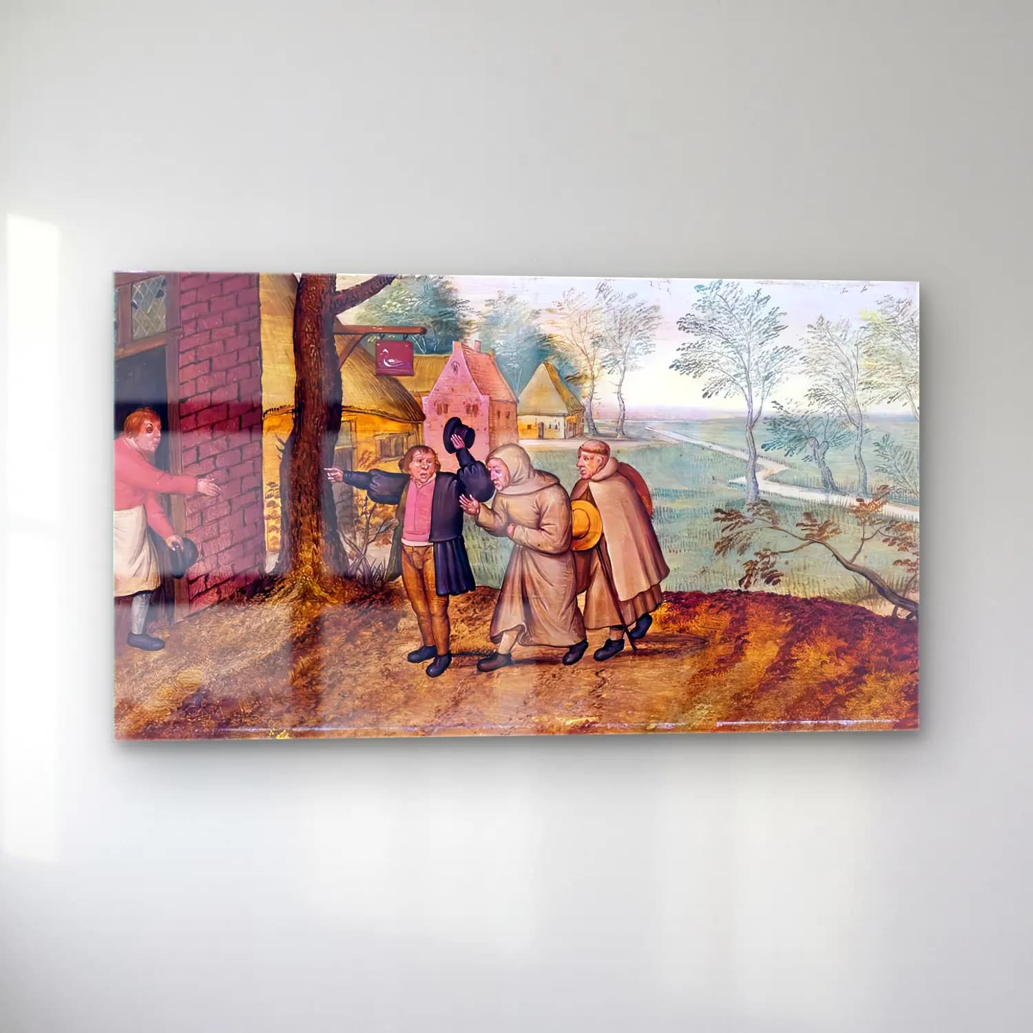 Pieter Brueghel the Younger – Two Monks in front of an Inn cam tablo — sol açıdan görünüm