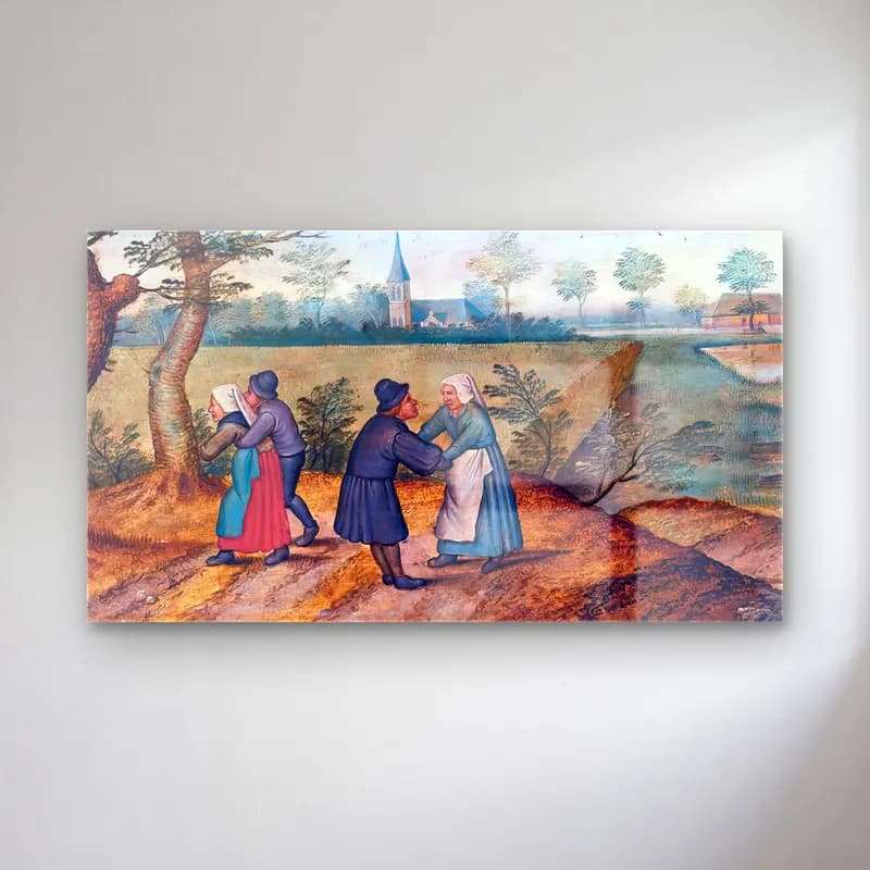 Pieter Brueghel the Younger – Two Peasant Couples cam tablo — Pieter Brueghel the Younger – Two Peasant Couples — vintage dini sahne