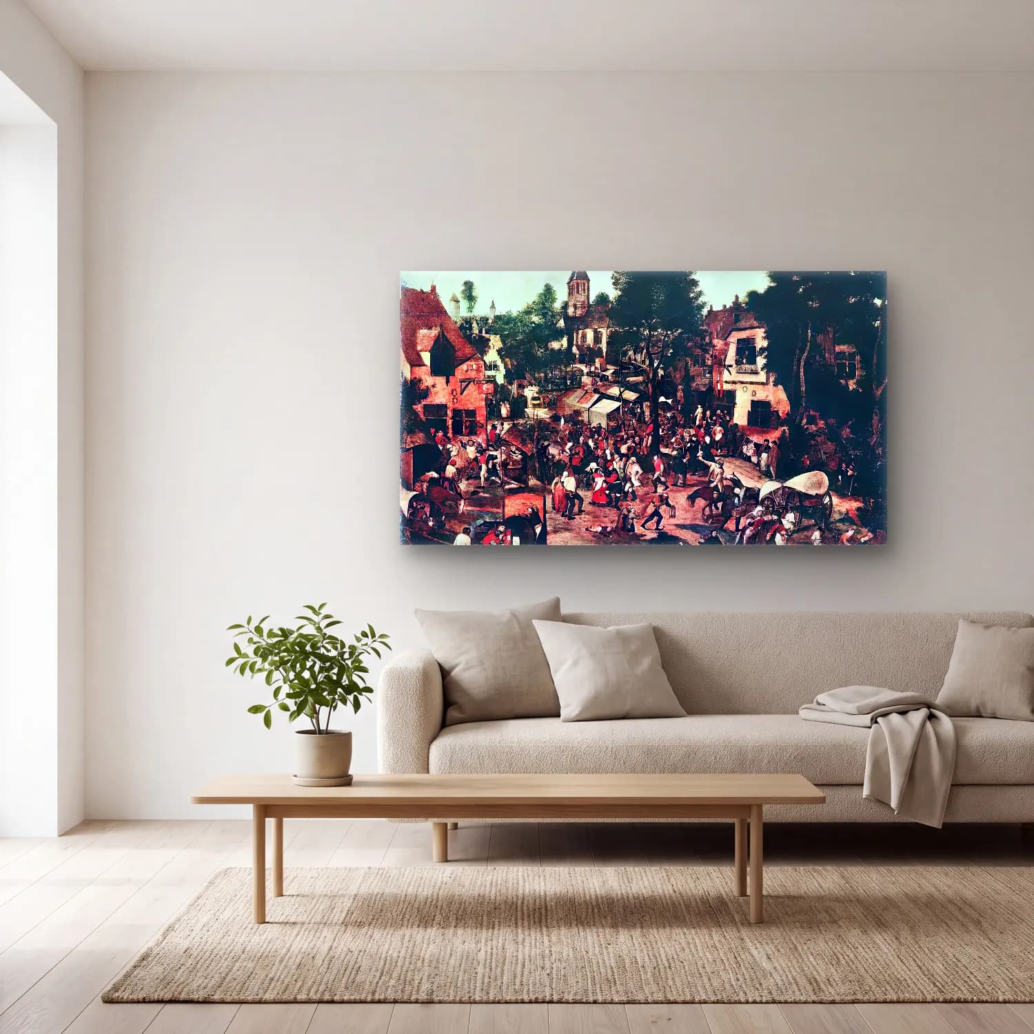 Pieter Brueghel the Younger – Village Feast cam tablo — açık renk salonda