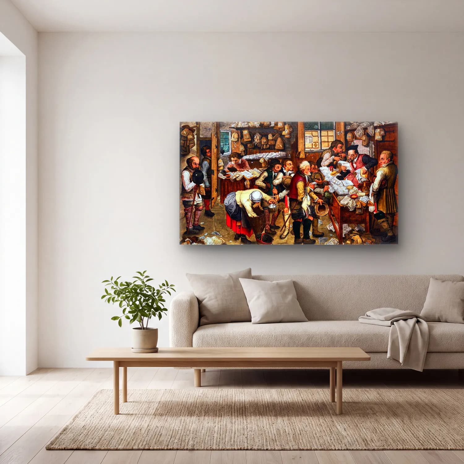 Pieter Brueghel the Younger – Village Lawyer s Office cam tablo — açık renk salonda