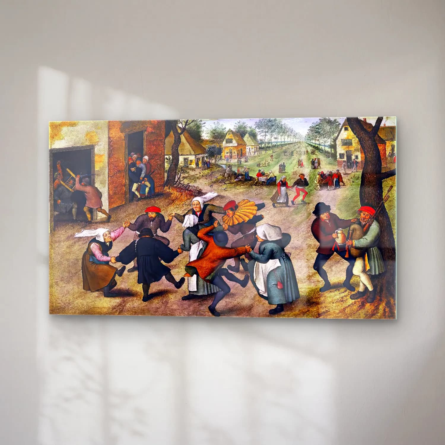 Pieter Brueghel the Younger – Village Street with Dancing Peasants cam tablo — sağ açıdan görünüm