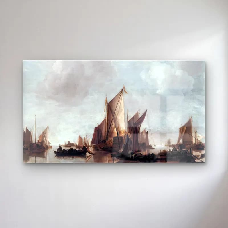Jan van de Cappelle – A State Yacht and Other Craft in Calm Water cam tablo — Jan van de Cappelle – A State Yacht and Other Craft in Calm Water — yağlı boya liman ve tekneler