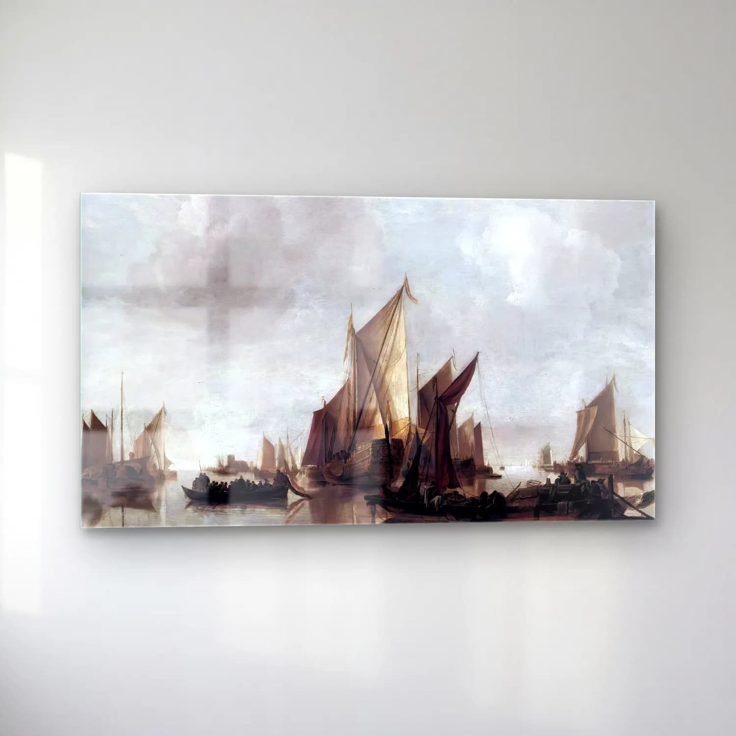 Jan van de Cappelle – A State Yacht and Other Craft in Calm Water cam tablo — sol açıdan görünüm