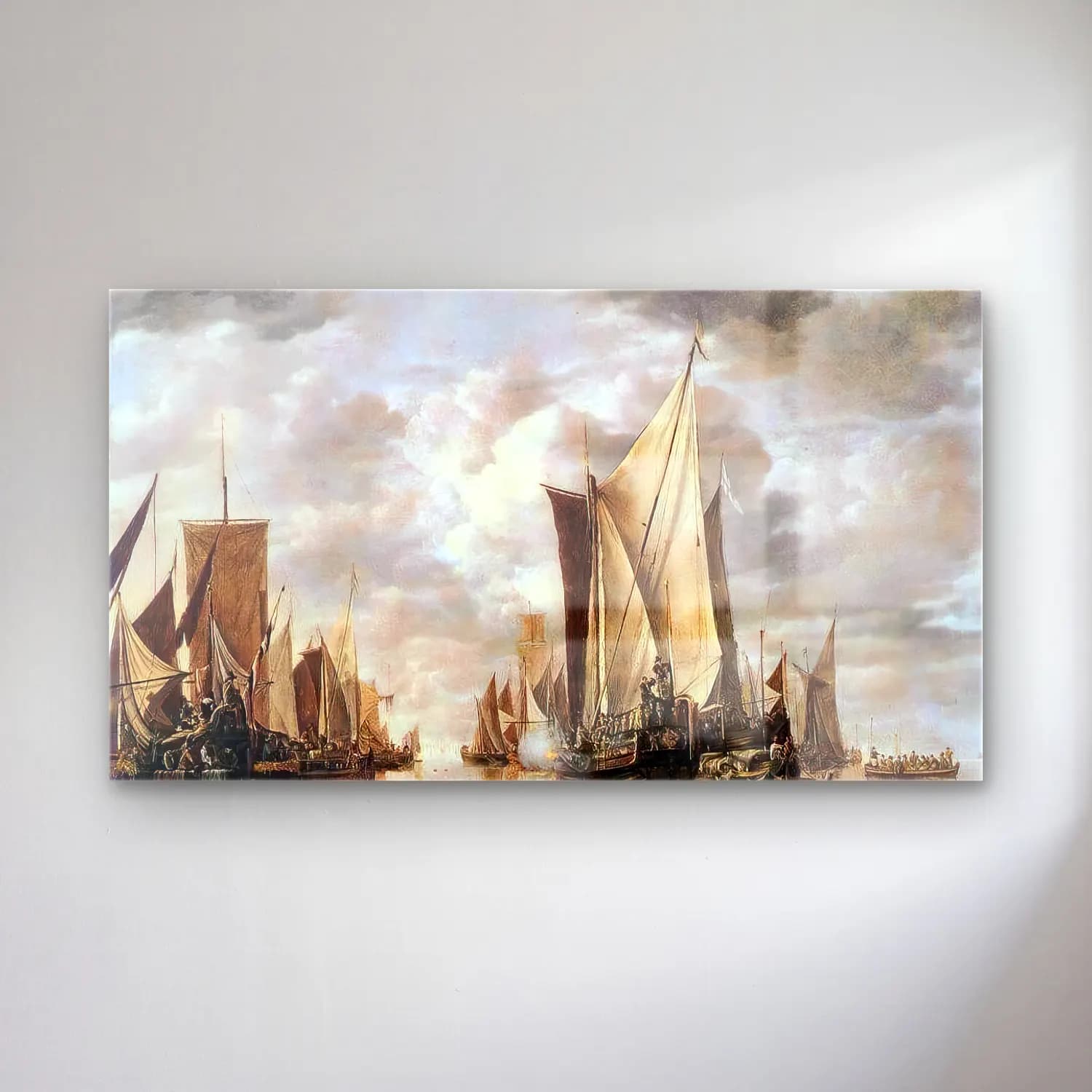 Jan van de Cappelle – Shipping in a Calm cam tablo — Jan van de Cappelle – Shipping in a Calm — vintage yelkenliler