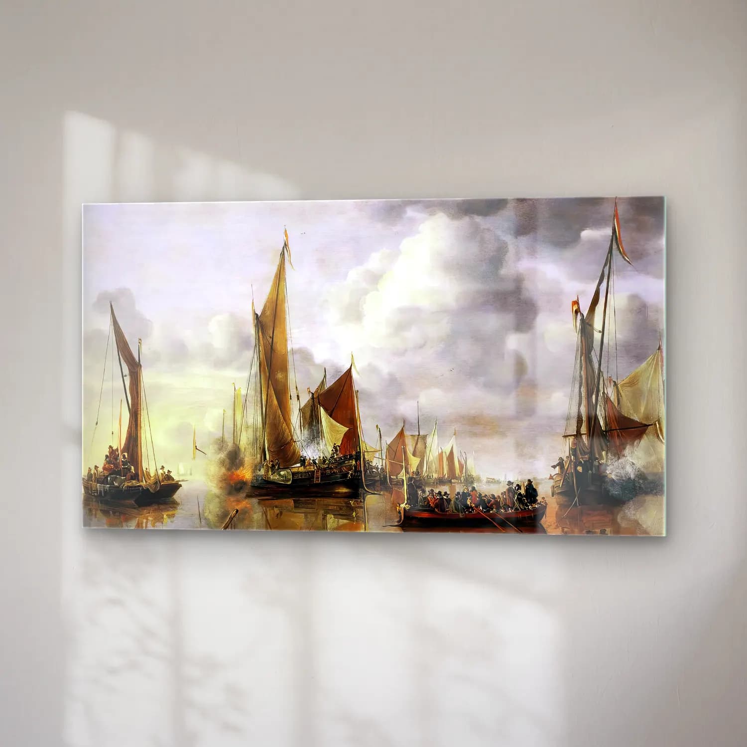 Jan van de Cappelle – The State Barge Saluted by the Home Fleet cam tablo — sağ açıdan görünüm