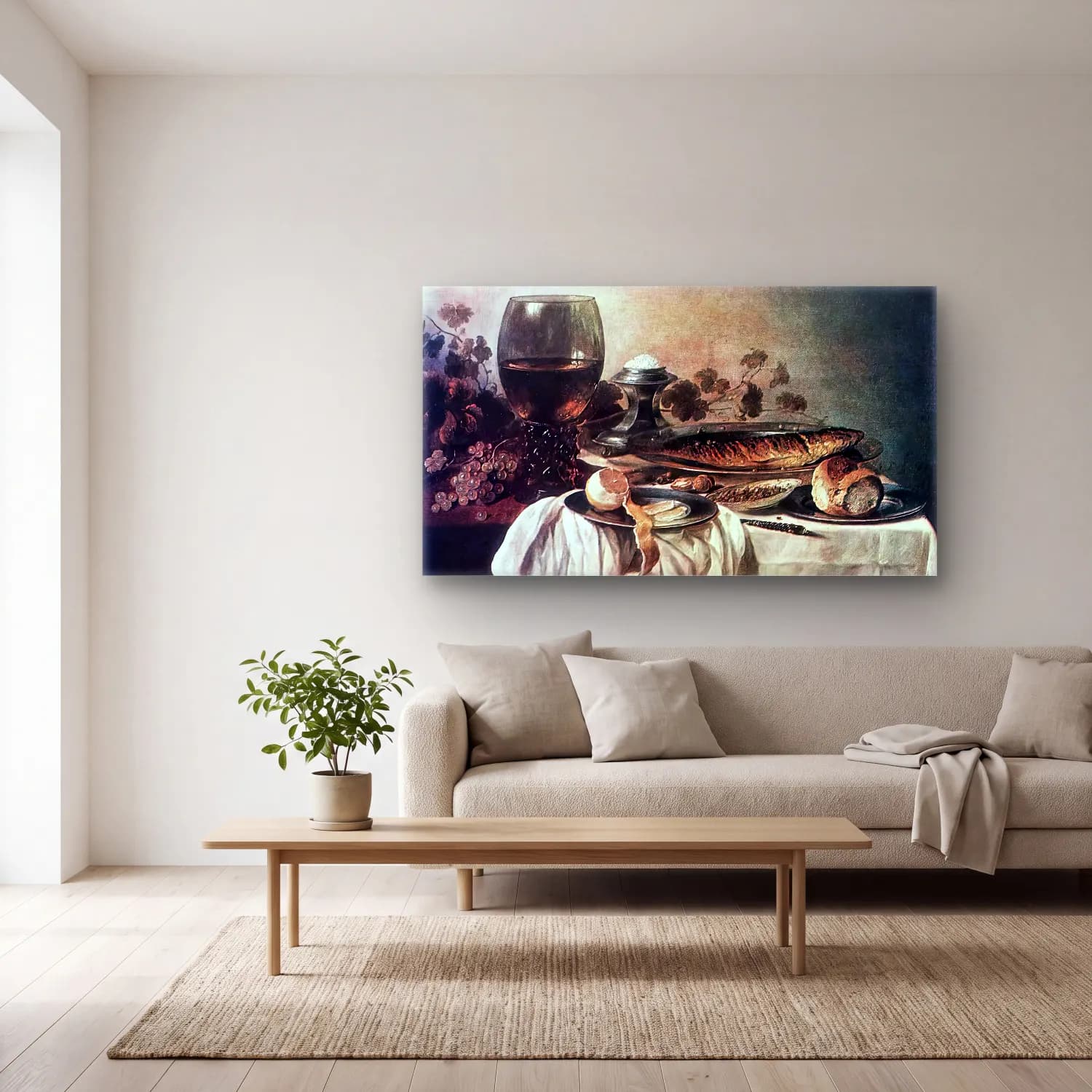 Pieter Claesz – Breakfast-piece cam tablo — açık renk salonda
