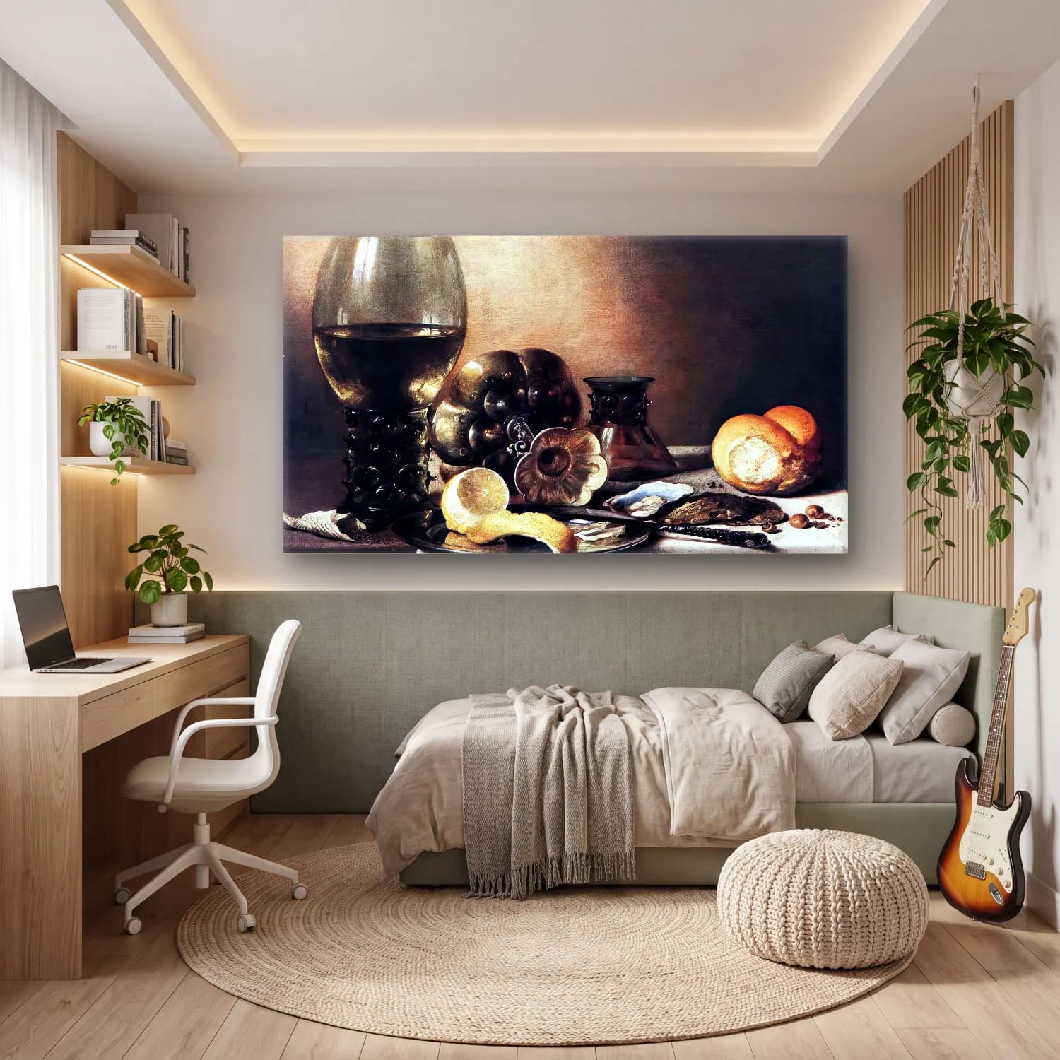 Pieter Claesz – Still-Life with Oysters cam tablo — genç odasında