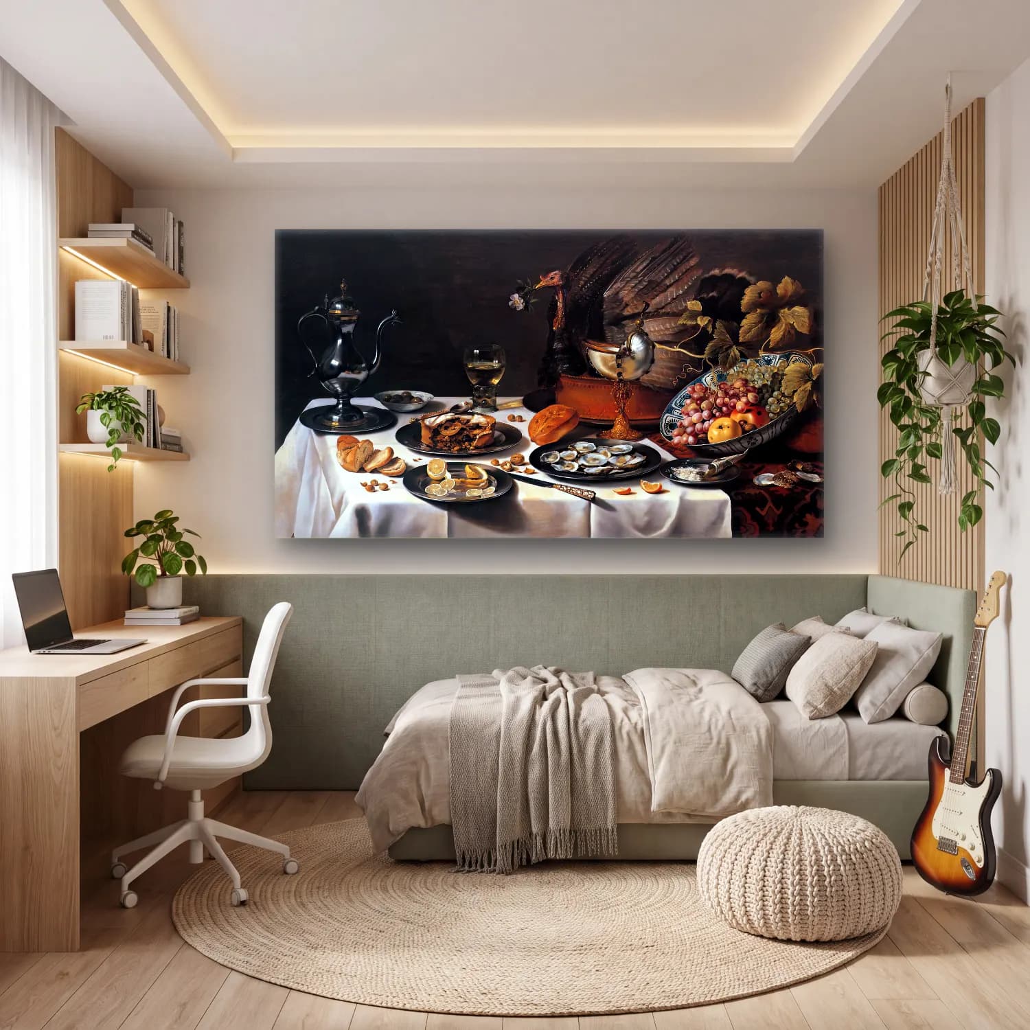 Pieter Claesz – Still-life with Turkey-Pie cam tablo — genç odasında