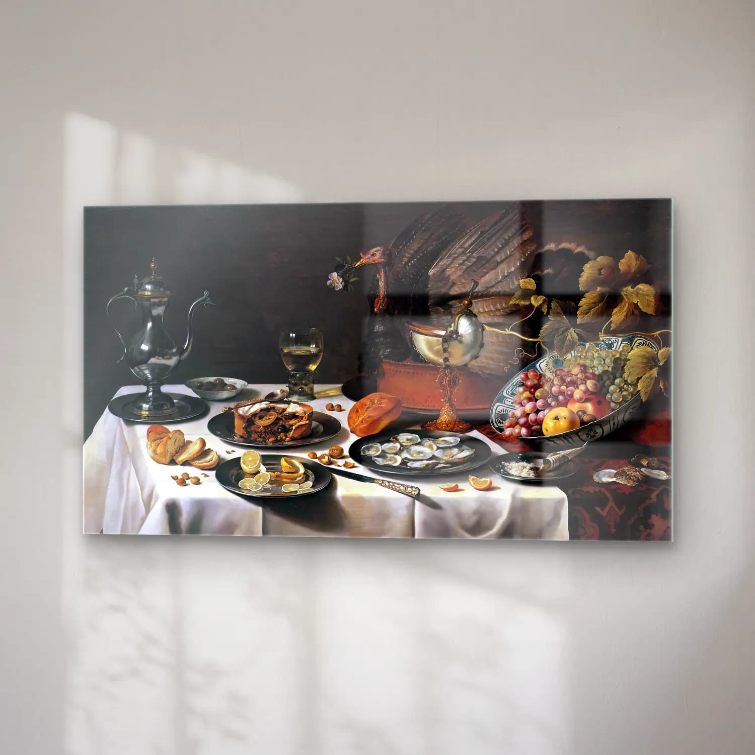 Pieter Claesz – Still-life with Turkey-Pie cam tablo — sağ açıdan görünüm