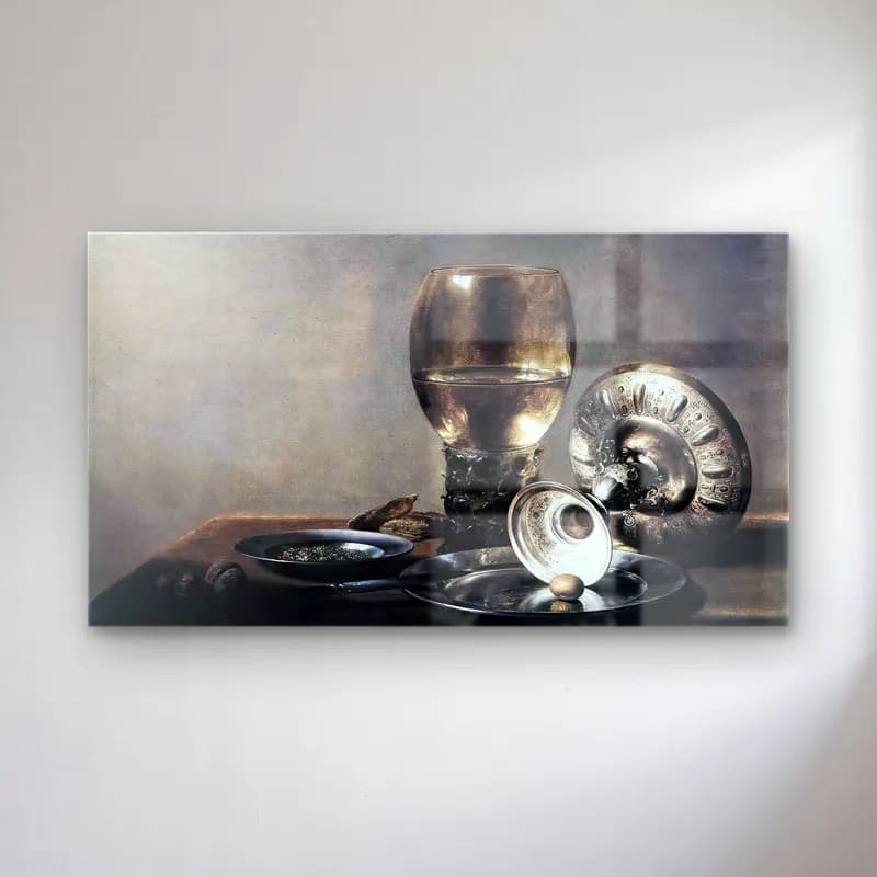 Pieter Claesz – Still-life with Wine Glass and Silver Bowl cam tablo — Pieter Claesz – Still-life with Wine Glass and Silver Bowl — yağlı boya kadeh şarap