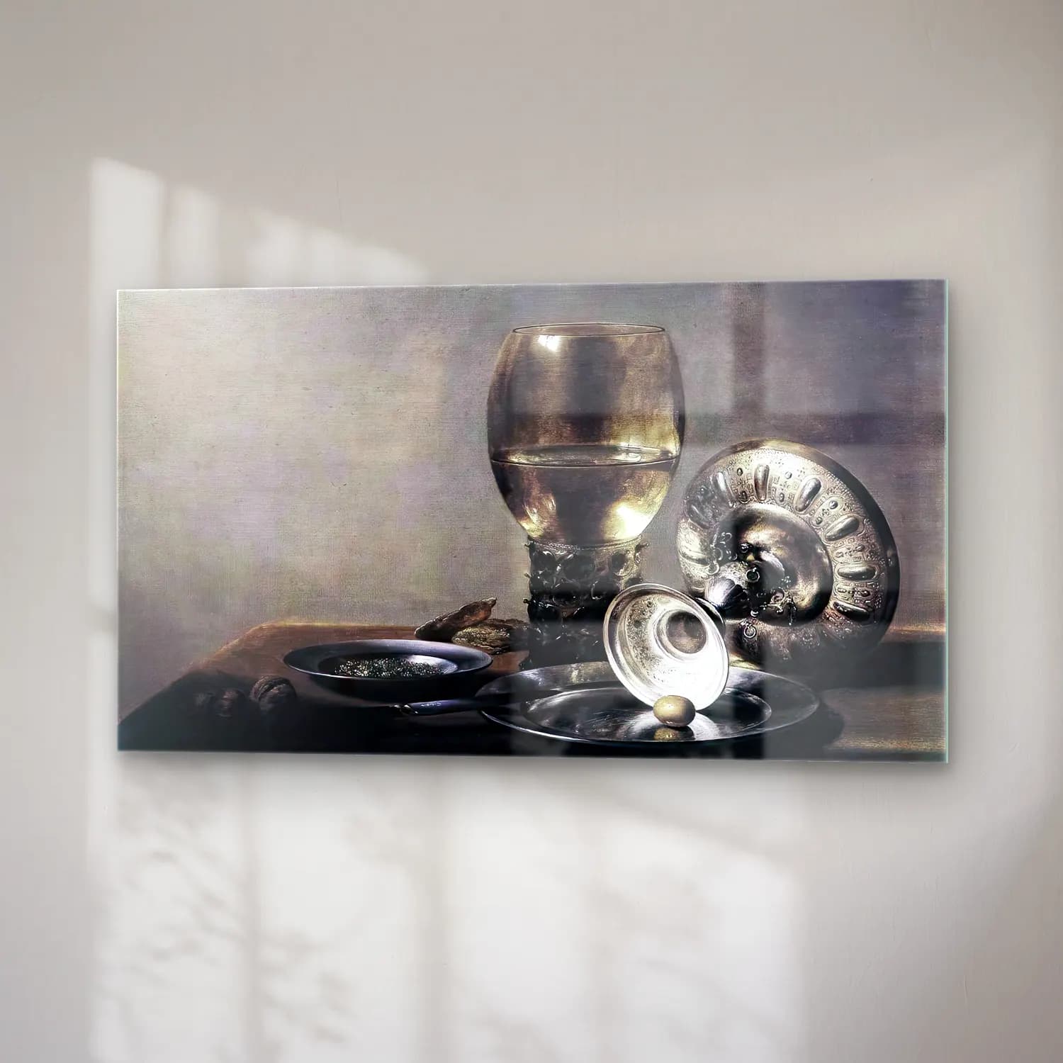 Pieter Claesz – Still-life with Wine Glass and Silver Bowl cam tablo — sağ açıdan görünüm