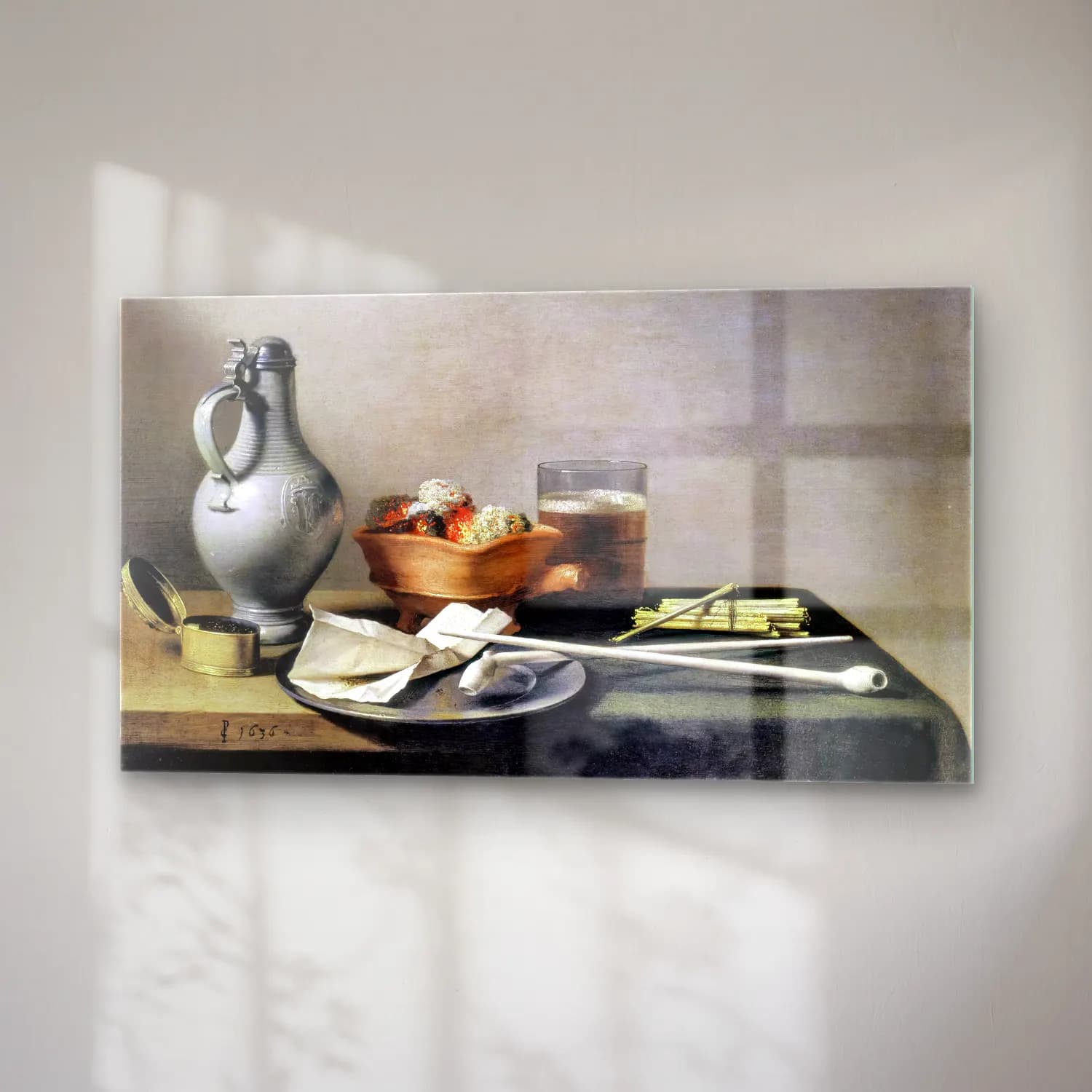 Pieter Claesz – Tobacco Pipes and a Brazier cam tablo — sağ açıdan görünüm