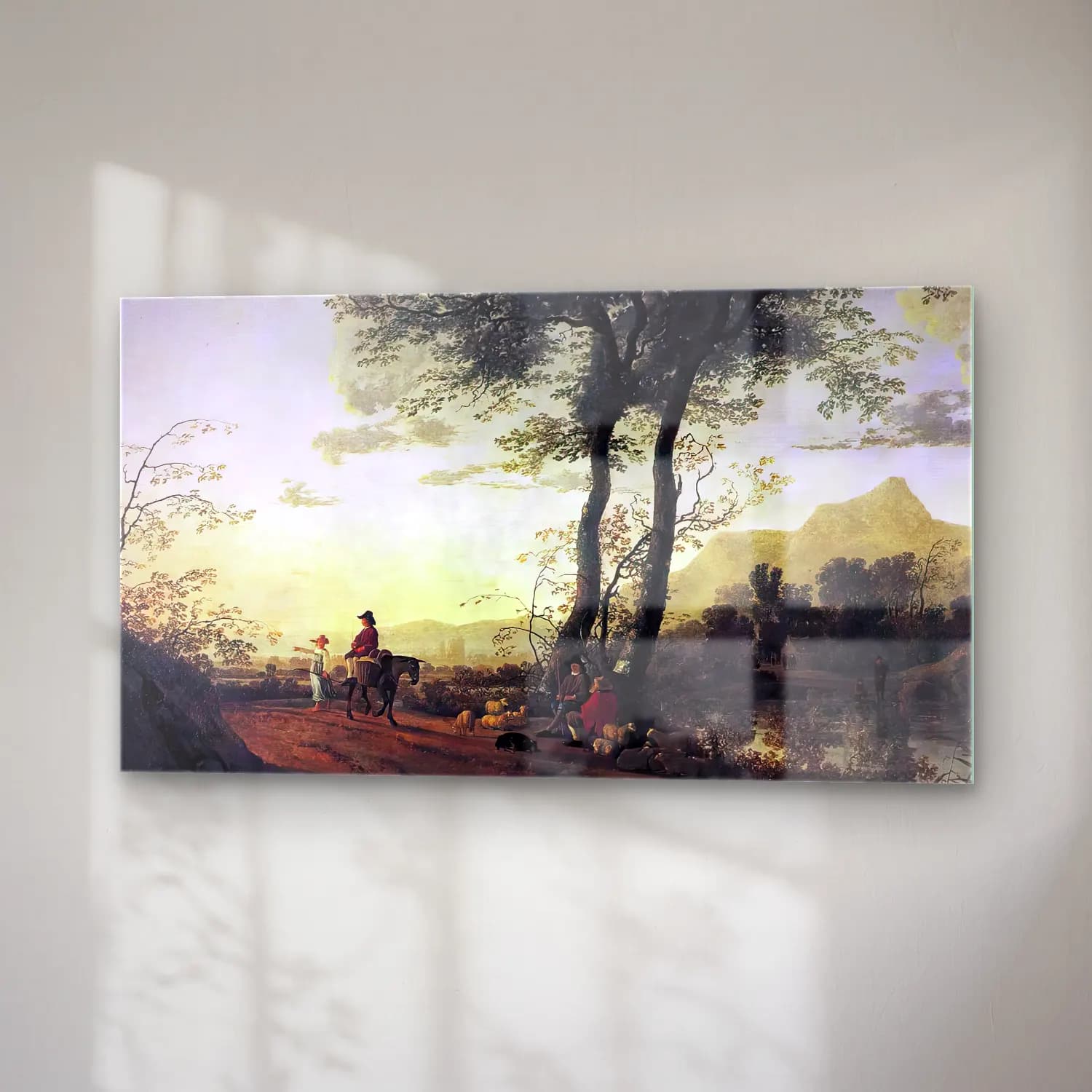 Aelbert Cuyp – A Road near a River – Bej Tonlar cam tablo — sağ açıdan görünüm