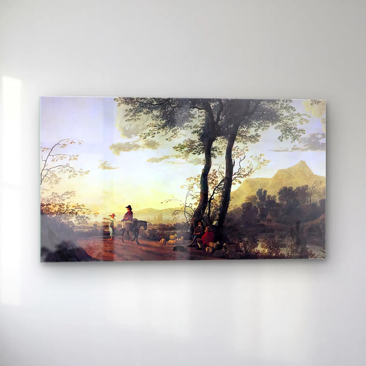 Aelbert Cuyp – A Road near a River – Bej Tonlar cam tablo — sol açıdan görünüm