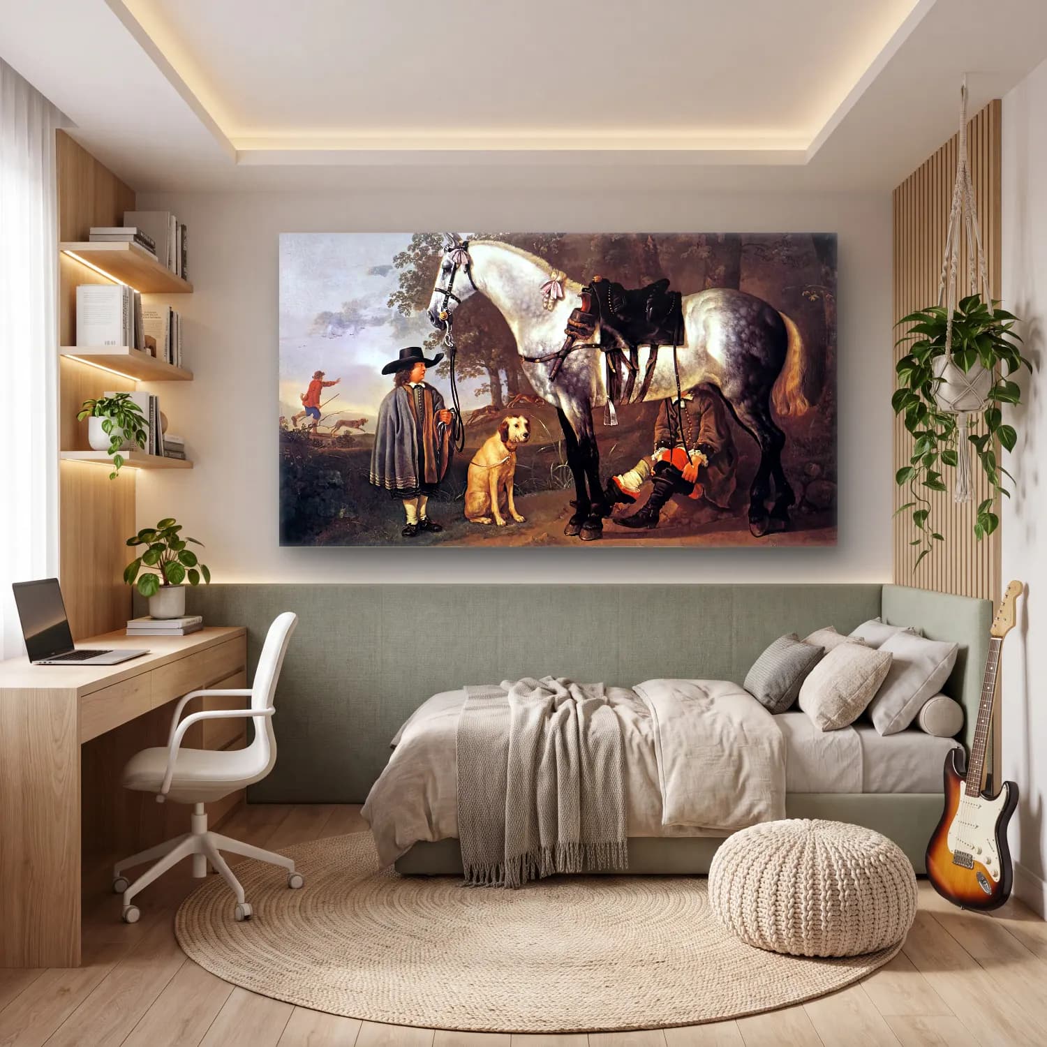 Aelbert Cuyp – Grey Horse in a Landscape cam tablo — genç odasında