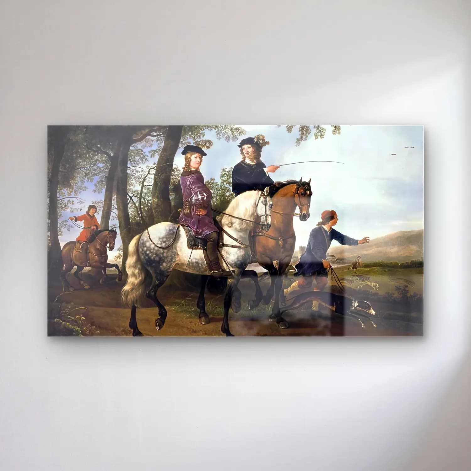 Aelbert Cuyp – Landscape with a Hunt cam tablo — Aelbert Cuyp – Landscape with a Hunt — vintage atlı