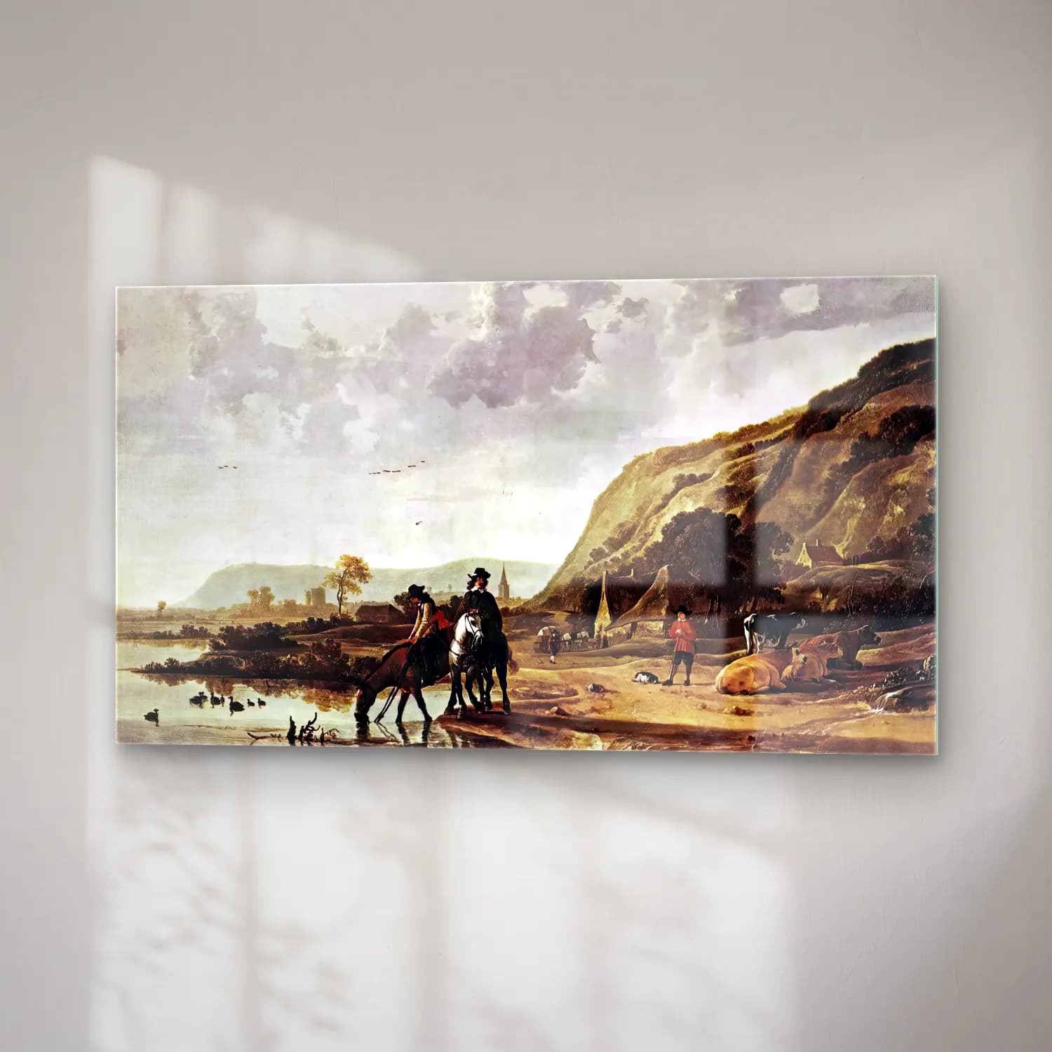 Aelbert Cuyp – Large River Landscape with Horsemen cam tablo — sağ açıdan görünüm