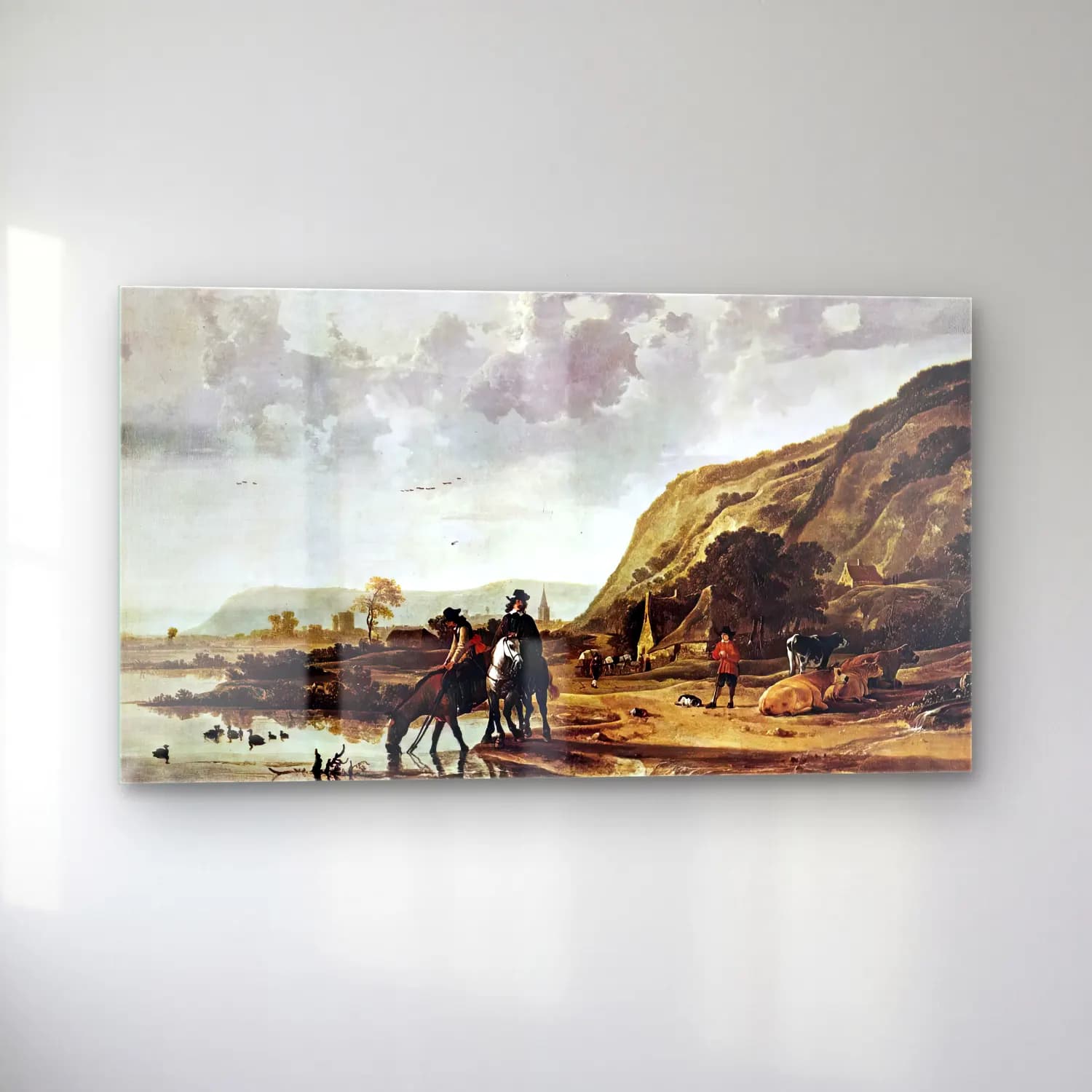 Aelbert Cuyp – Large River Landscape with Horsemen cam tablo — sol açıdan görünüm