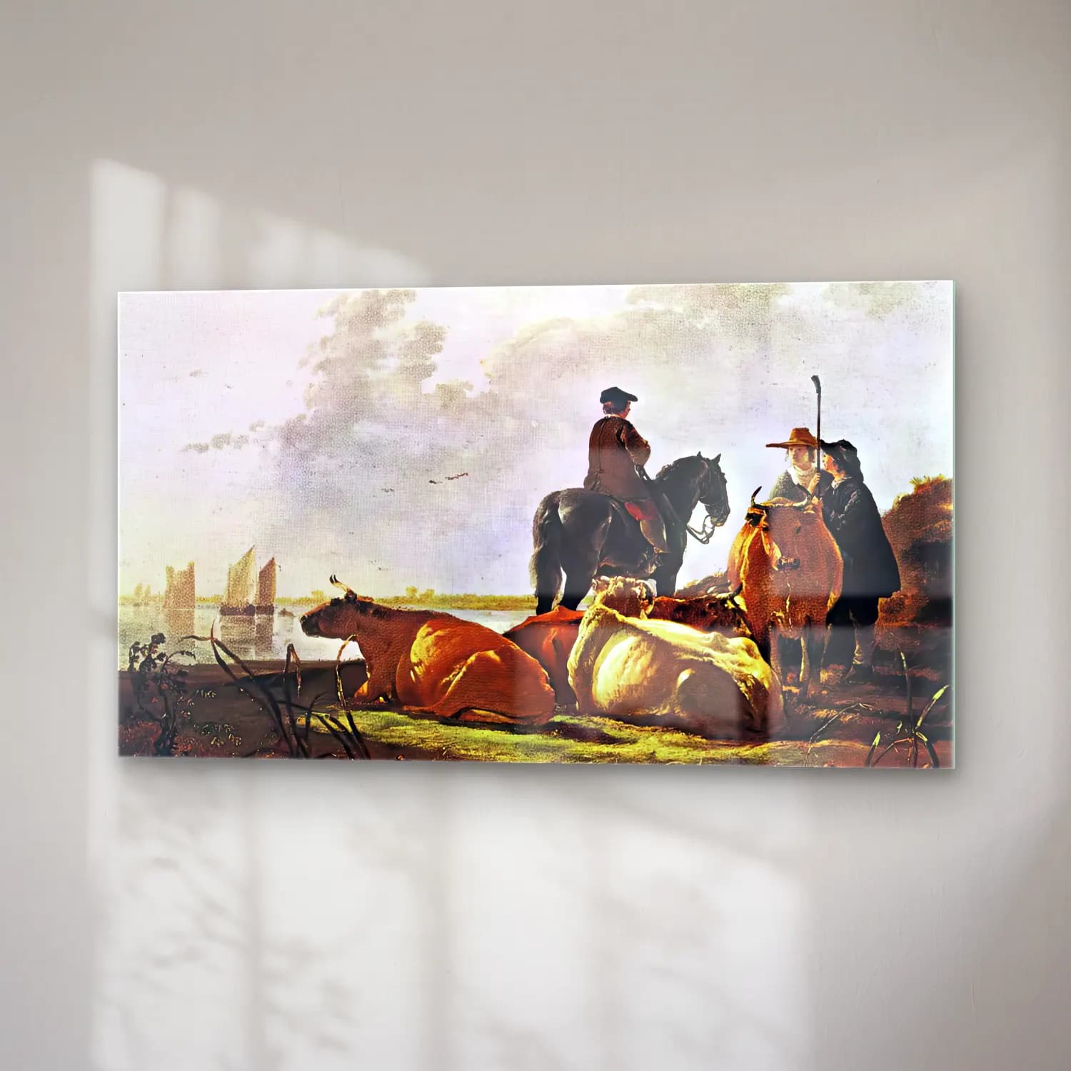 Aelbert Cuyp – Peasants with Four Cows by the River cam tablo — sağ açıdan görünüm