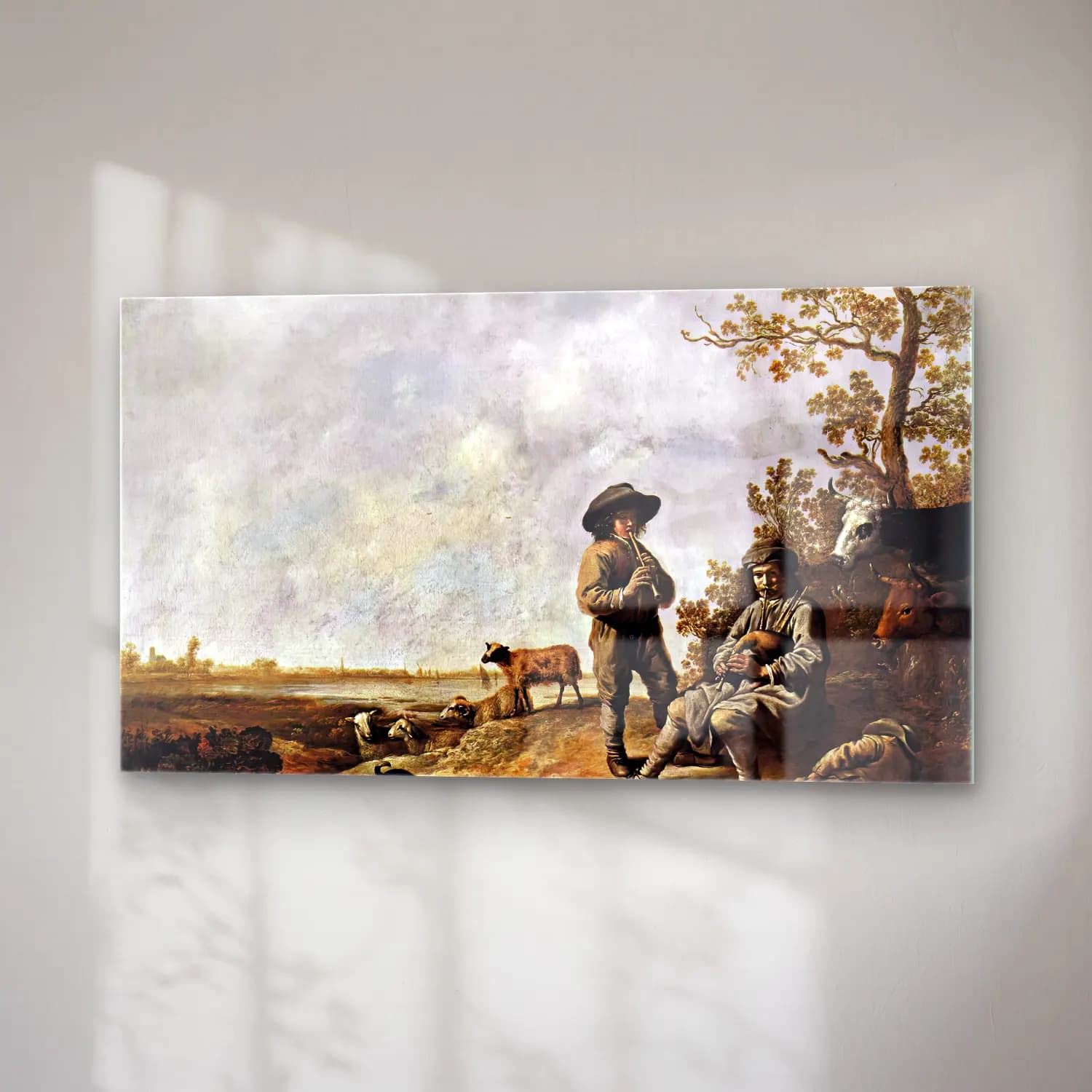 Aelbert Cuyp – Piping Shepherds cam tablo — sağ açıdan görünüm