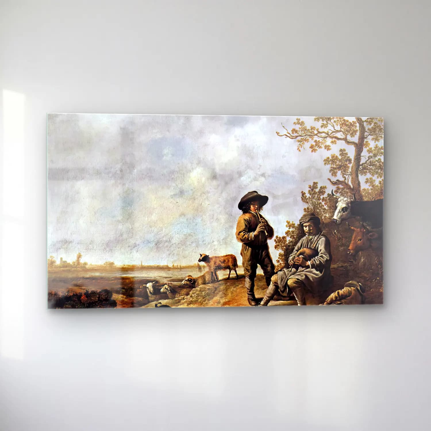 Aelbert Cuyp – Piping Shepherds cam tablo — sol açıdan görünüm