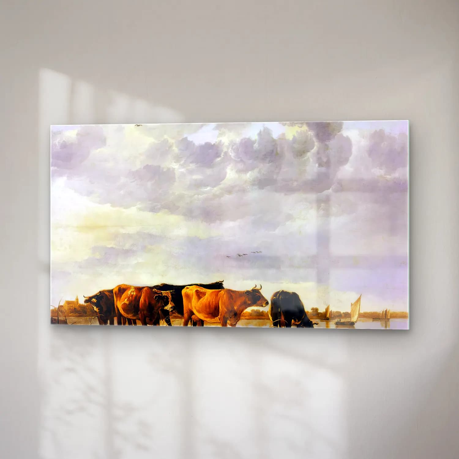 Aelbert Cuyp – River Landscape with Five Cows cam tablo — sağ açıdan görünüm