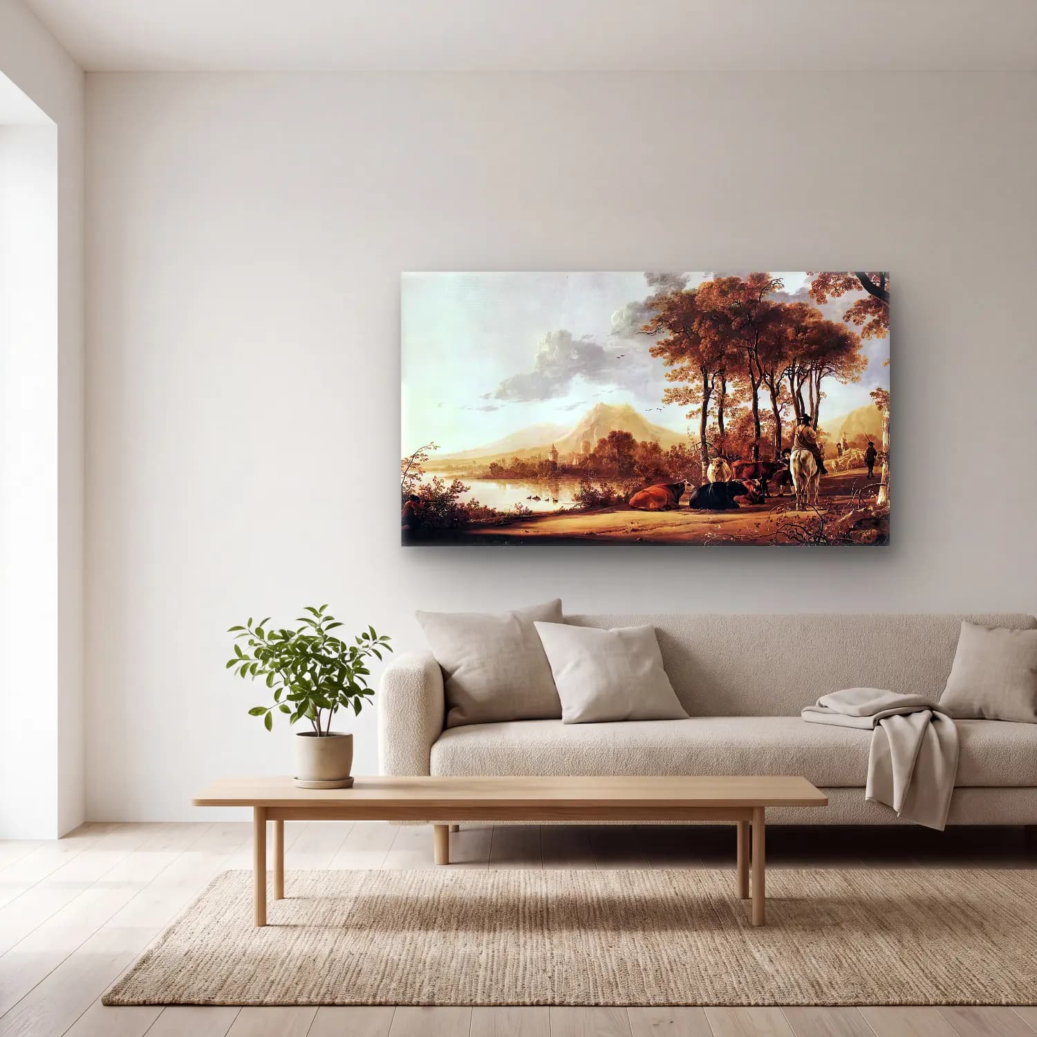 Aelbert Cuyp – River Landscape cam tablo — açık renk salonda