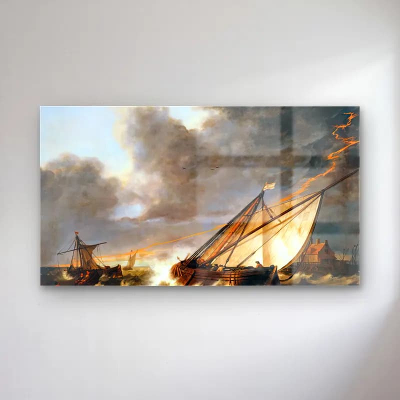 Aelbert Cuyp – Ships Tossed in a Gale cam tablo — Aelbert Cuyp – Ships Tossed in a Gale — yağlı boya fırtınalı denizde gemi