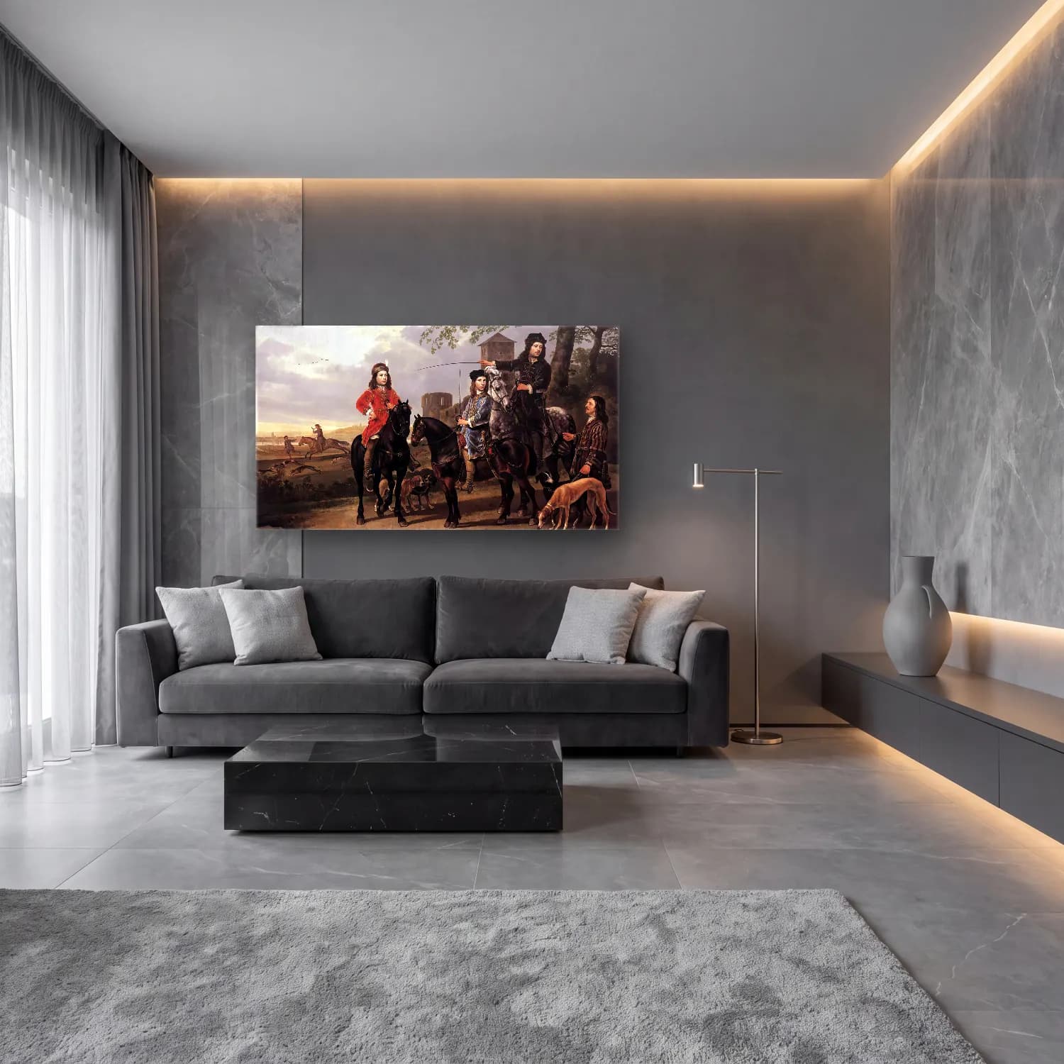 Aelbert Cuyp – Starting for the Hunt cam tablo — lüks salon duvarında