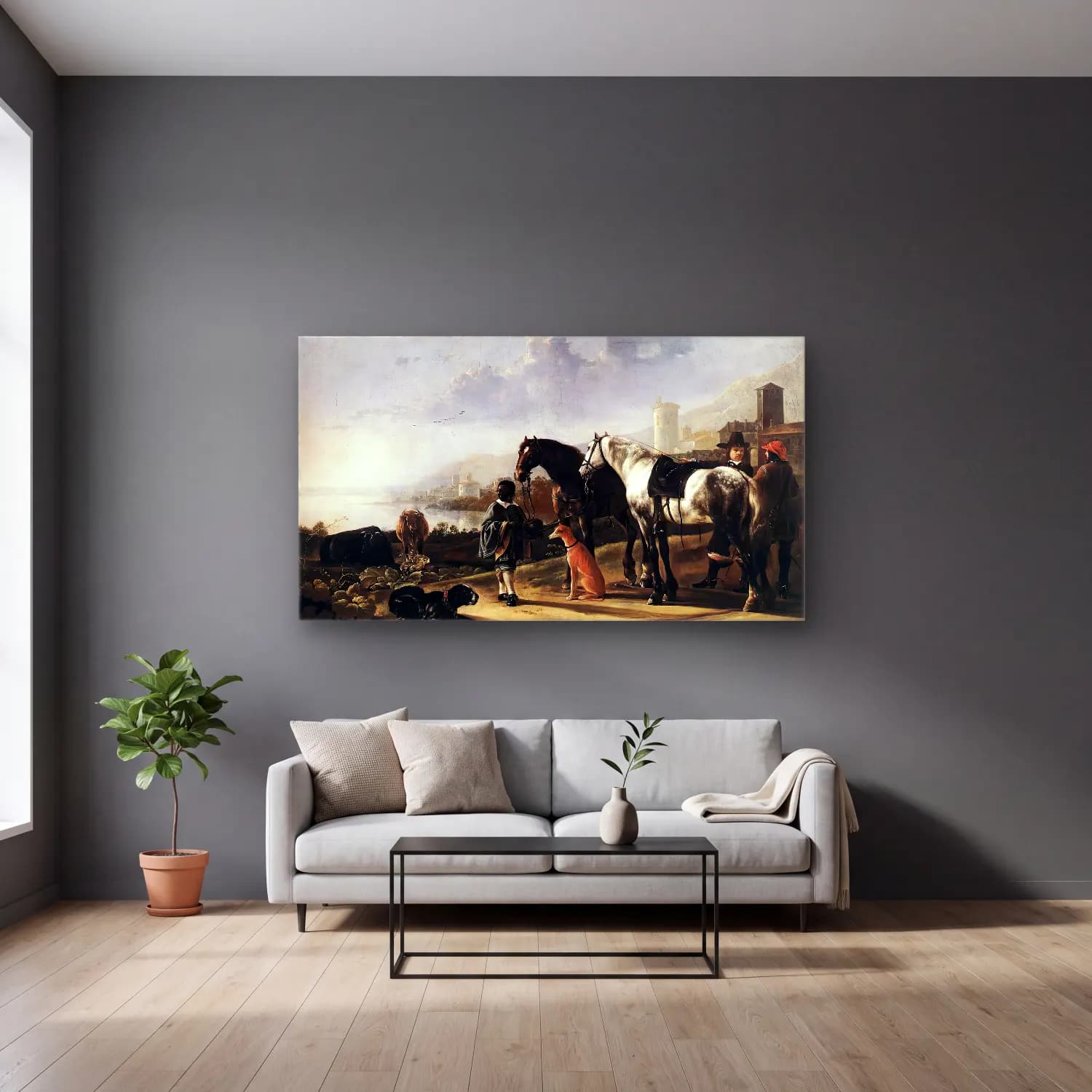 Aelbert Cuyp – The Negro Page cam tablo — gri duvarlı salonda