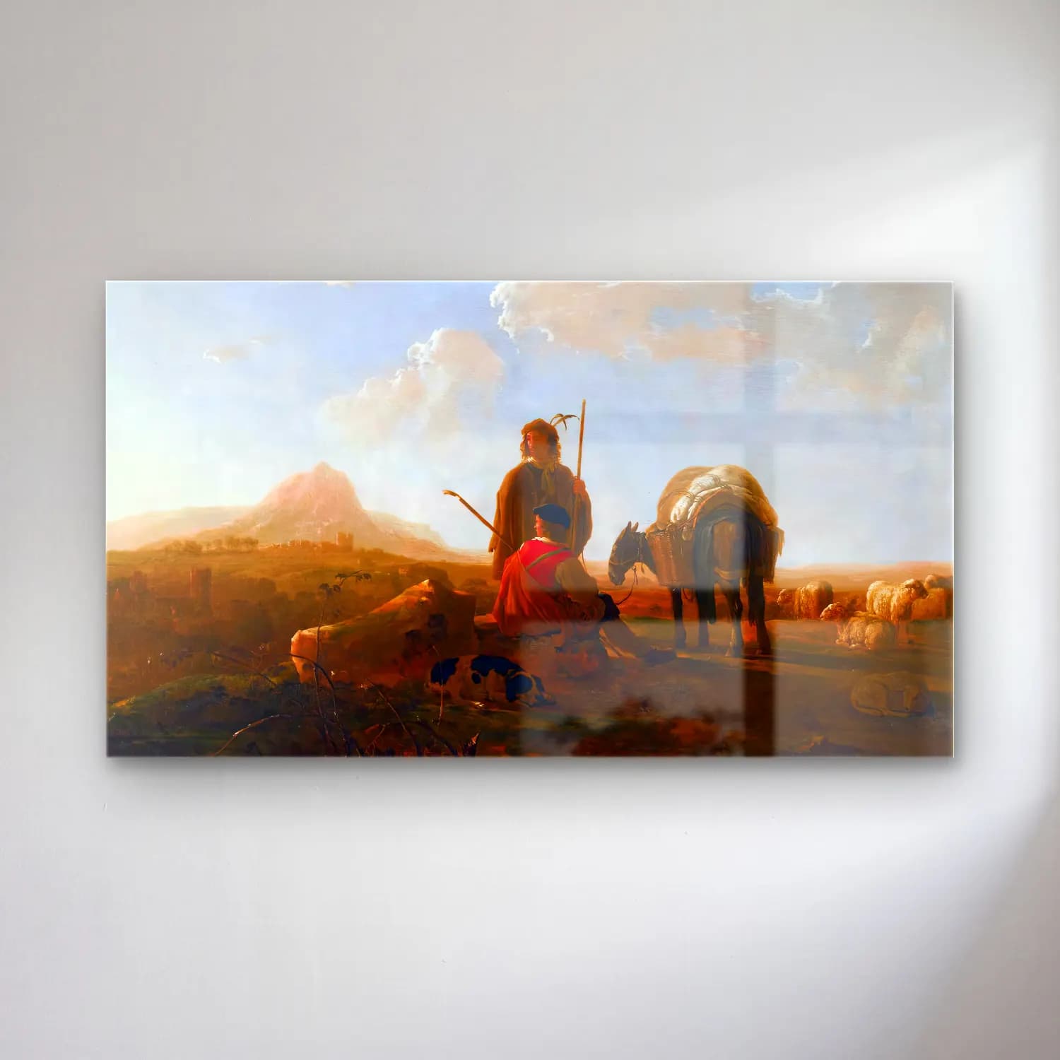 Aelbert Cuyp – Two Shepherds with a Mule and a Dog in a Hilly Landscape cam tablo — Aelbert Cuyp – Two Shepherds with a Mule and a Dog in a Hilly Landscape — yağlı boya dini sahne