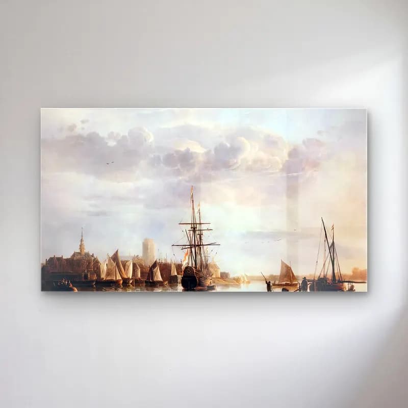 Aelbert Cuyp – View of Dordrecht cam tablo — Aelbert Cuyp – View of Dordrecht — yağlı boya liman ve tekneler