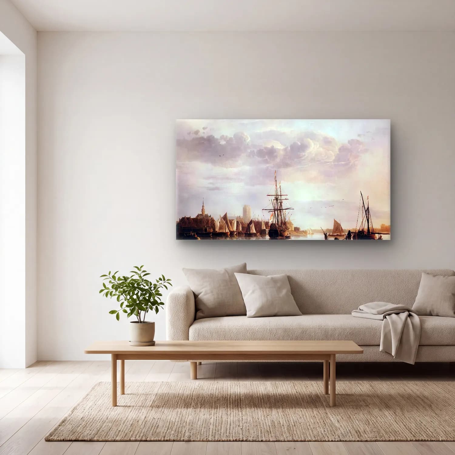 Aelbert Cuyp – View of Dordrecht cam tablo — açık renk salonda