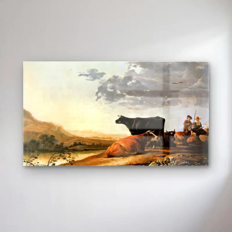 Aelbert Cuyp – Young Herdsman with Cows cam tablo — Aelbert Cuyp – Young Herdsman with Cows — yağlı boya i̇nek