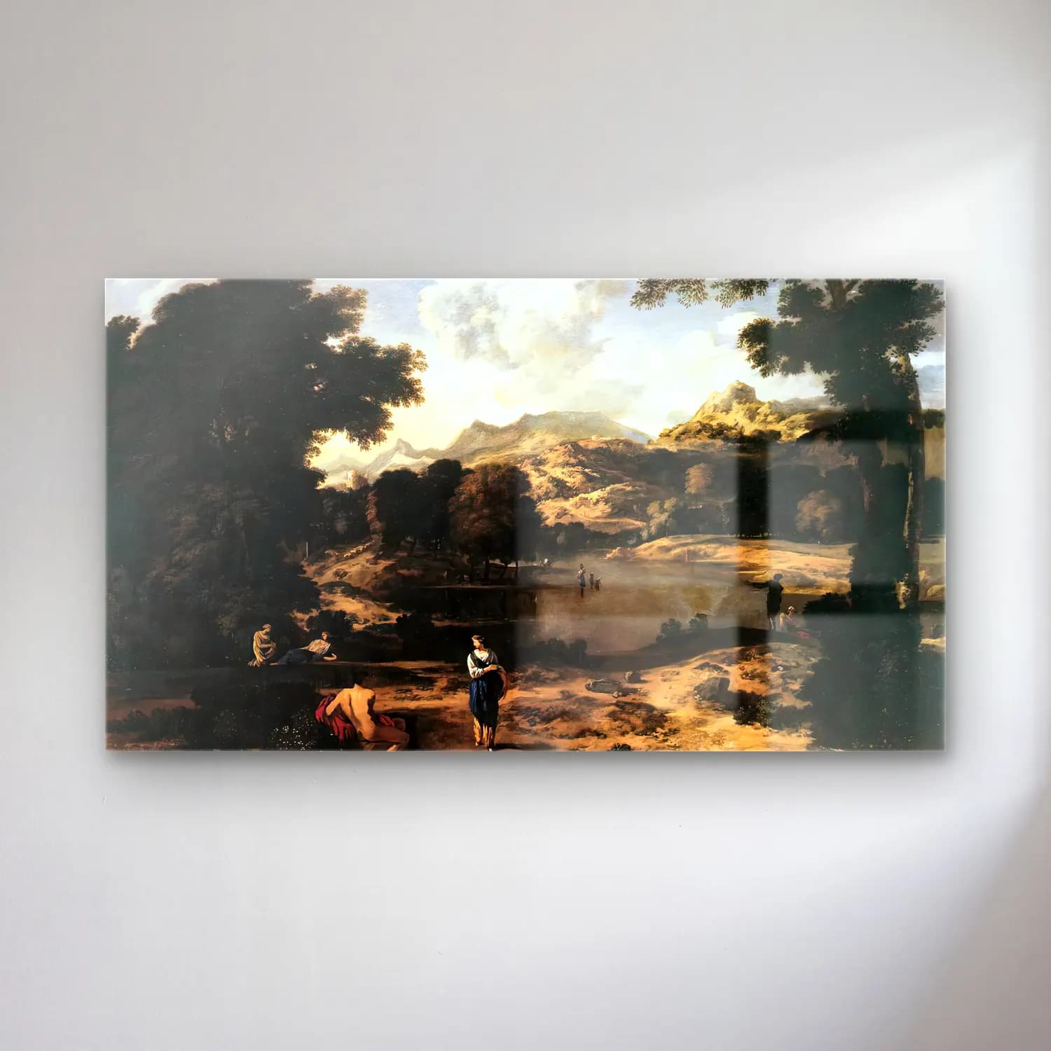 Gaspard Dughet – Heroic Landscape with Figures cam tablo — Gaspard Dughet – Heroic Landscape with Figures — yağlı boya kırda nehir