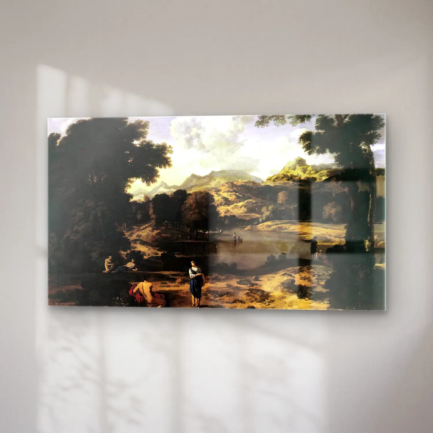 Gaspard Dughet – Heroic Landscape with Figures cam tablo — sağ açıdan görünüm