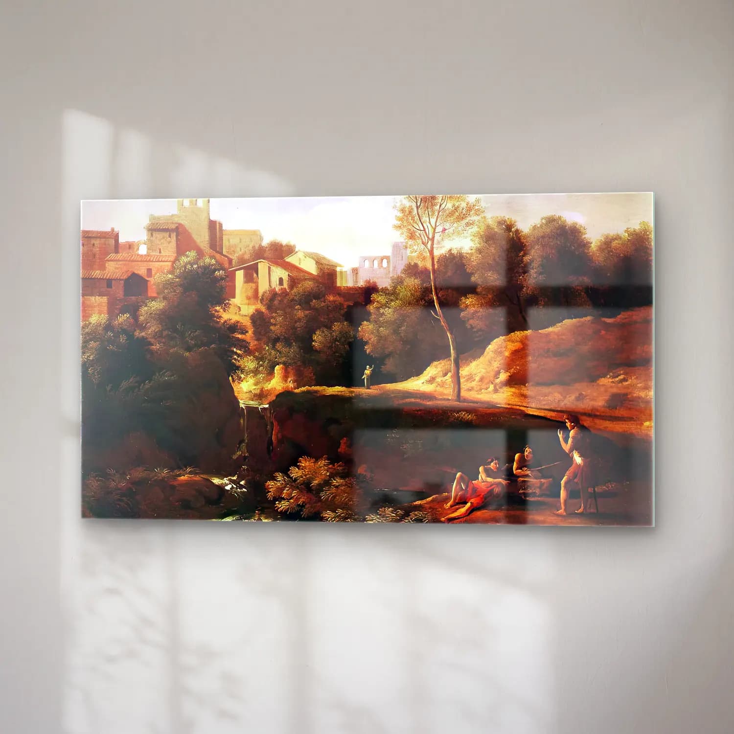 Gaspard Dughet – Imaginary Landscape – Kırmızı Tonlar cam tablo — sağ açıdan görünüm