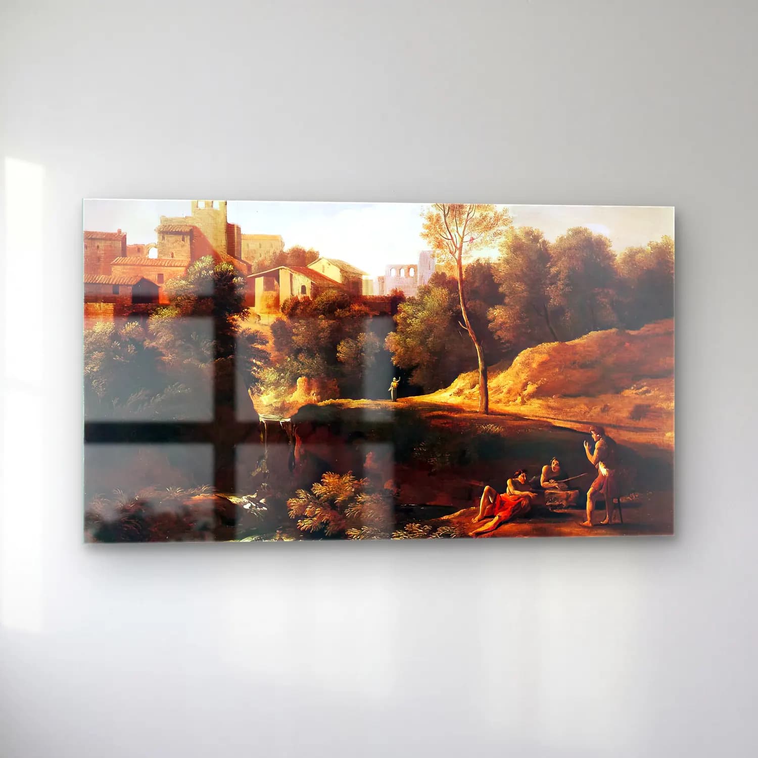 Gaspard Dughet – Imaginary Landscape – Kırmızı Tonlar cam tablo — sol açıdan görünüm