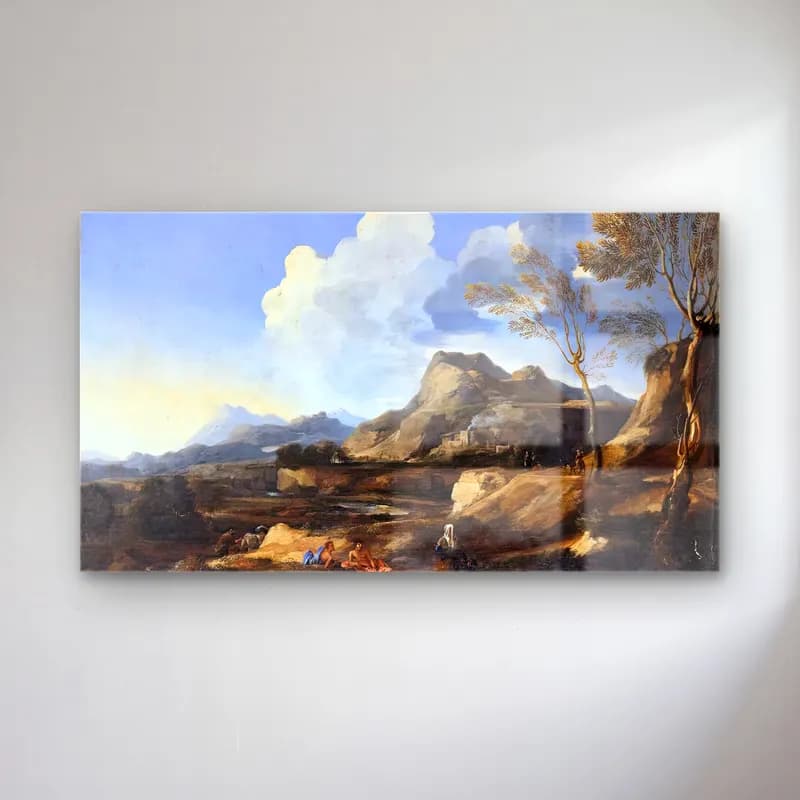 Gaspard Dughet – Italianate Landscape cam tablo — Gaspard Dughet – Italianate Landscape — yağlı boya dağ manzarası