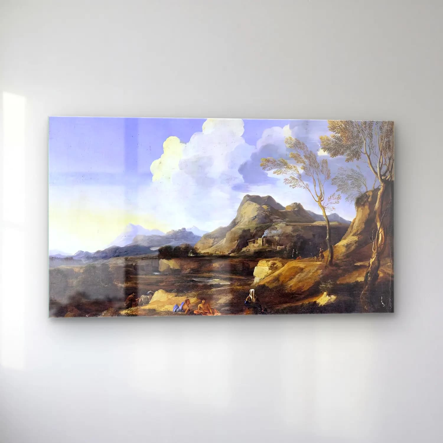 Gaspard Dughet – Italianate Landscape cam tablo — sol açıdan görünüm